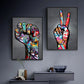 Graffiti Art Victory Cheer Encouraging Gestures and Lips Canvas Art Paintings Poster Print Wall Art Picture for Home Decoration