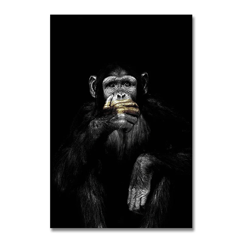 DDHH Big Size Poster Canvas Painting Animal Wall Art Dark 3 Funny Monkey Poster And Print For Living Room Home Decor No Frame