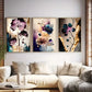 3pcs Posters Dreamy Flowers Purple Cyan Gold Canvas Poster Modern Art Ideal Gift for Bedroom Living Room Corridor Wall Decor