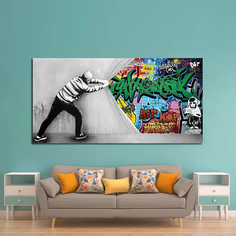 Graffiti Street Art Canvas Painting, Modern Pop Posters and Prints Wall Decor Picture for Living Room, Home Decor