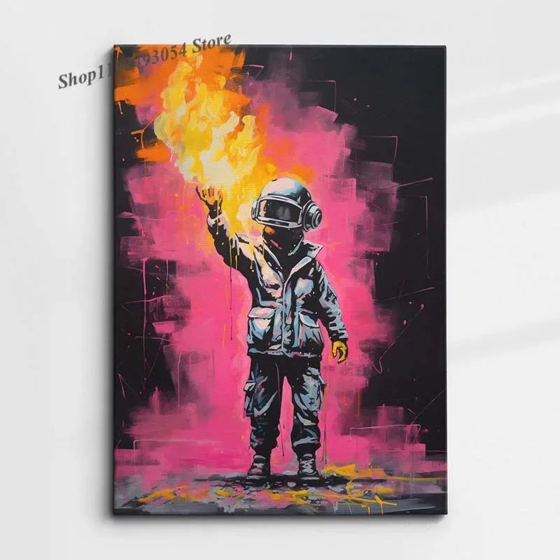 Banksy Modern Abstract Canvas Painting Print Graffiti Heart Wall Art Poster and Picture for Home Office Room Decor Unframed