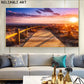 Sea Sunset & Wooden Bridge Landscape Canvas - Modern Wall Art Poster for Living Room Decor, Unframed