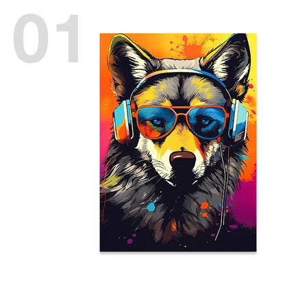 Cool Gaming Posters Animal with Headphones Wall Art Prints Canvas Paintings Boys Bedroom Teen Room Decor Decorative Pictures