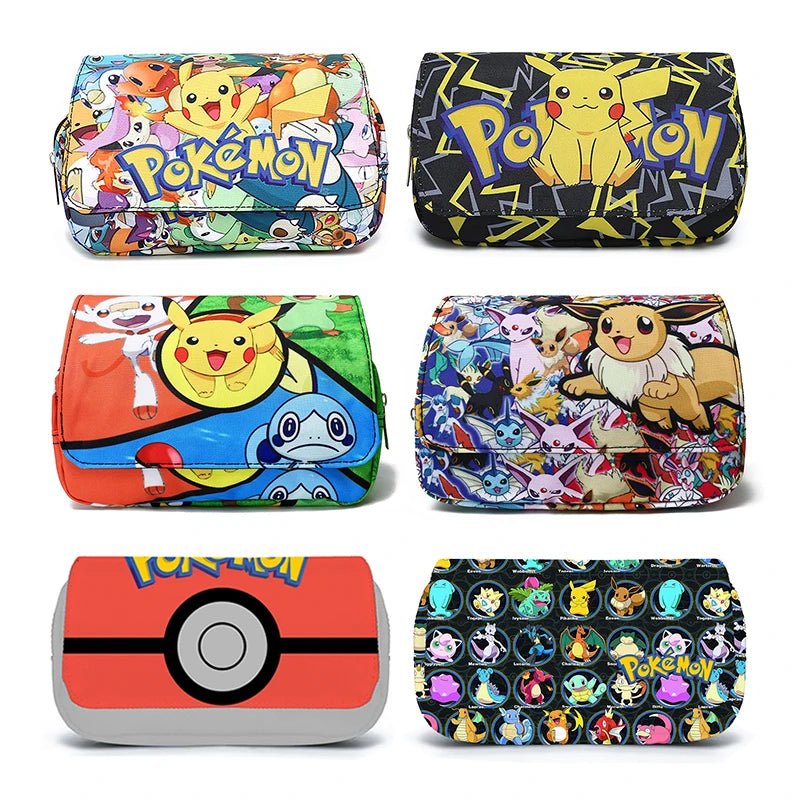 Astucci di scuola Pokemon || portapenne Nylon Material Pokémon ||  Pikachu, Eevee, Flareon, tutti i pokemon