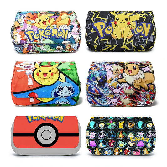 Astucci di scuola Pokemon || portapenne Nylon Material Pokémon ||  Pikachu, Eevee, Flareon, tutti i pokemon