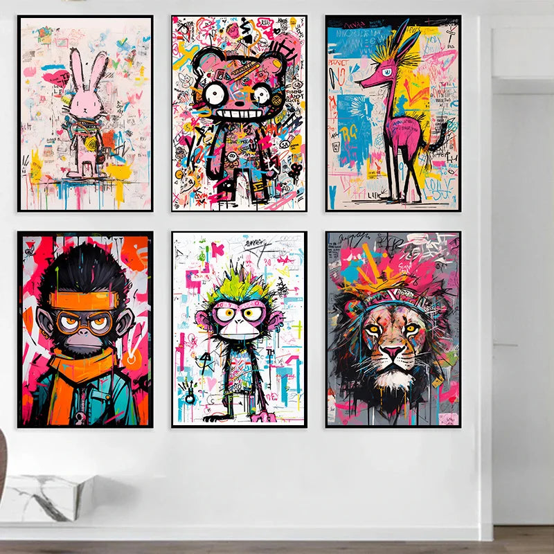 Animation Room Decor Animals Decoration Wall Art Coloured Home Decorations Canvas Painting Graffiti Cartoon Painted Decororation