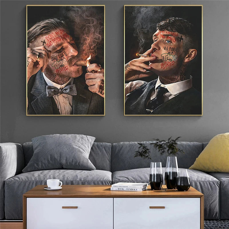 Gangster Legends Arthur Thomas Shelby Portrait Mafia Figure Poster Canvas Painting Wall Art Picture Living Room Home Decoration