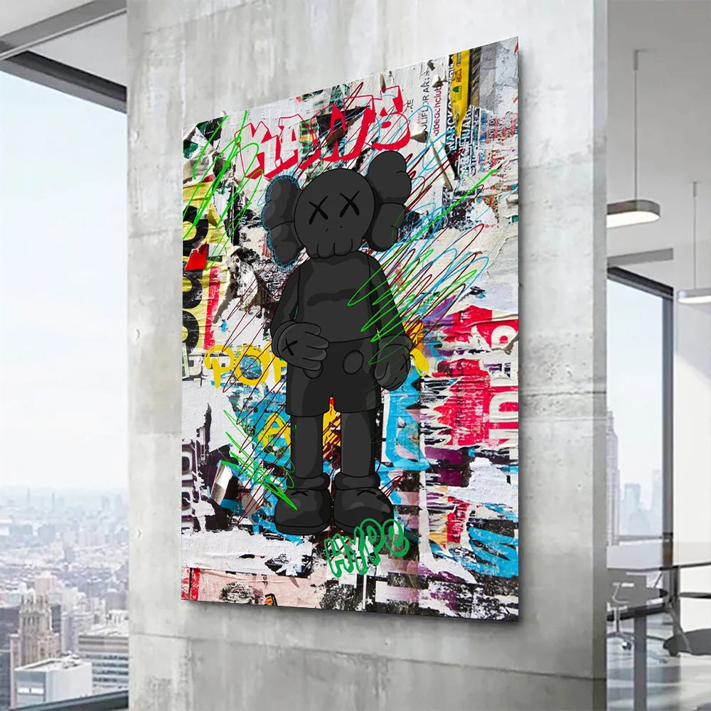 Street Graffiti Abstract Trendy Violent Teddy Bear Wall Art Prints Poster Living Room Home Decor Canvas Painting Murals Pictures