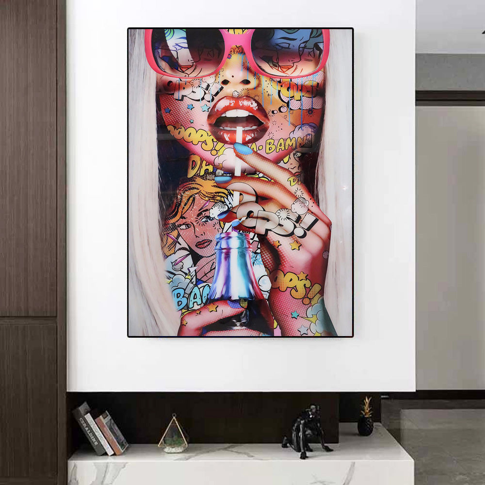 Modern Pop Graffiti Abstract Wall Art Cool Girls Eating Lollipops Sexy Women HD Oil On Canvas Posters And Prints Home Decor Gift