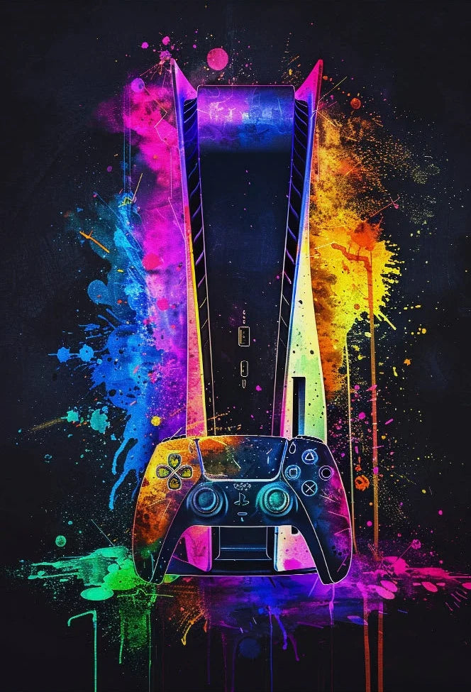 Watercolor Neon Video Game Posters XBOX Prints GamePad Headset Canvas Painting Gaming Wall Art Boys Gamer Room Home Decor