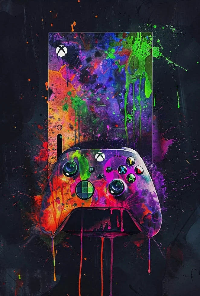 Watercolor Neon Video Game Posters XBOX Prints GamePad Headset Canvas Painting Gaming Wall Art Boys Gamer Room Home Decor