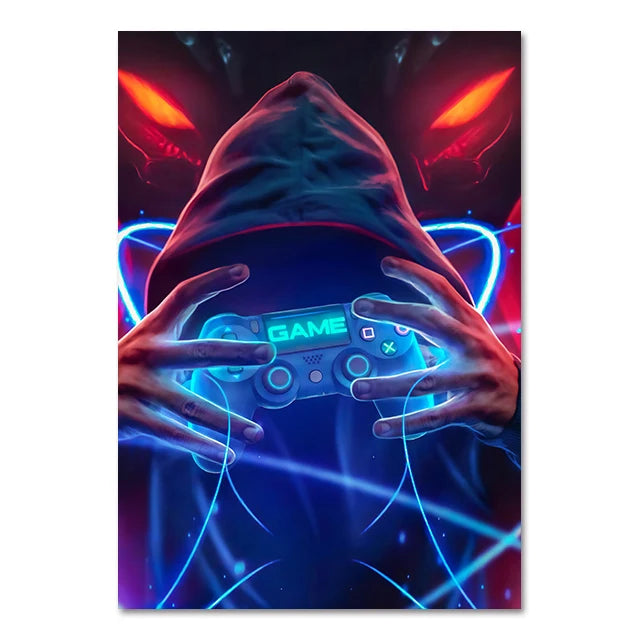 Canvas Paintings Gaming Room Gamepad Punk Style Posters and Prints Wall Art Pictures Gamer Gift for Boys Children Room Decor