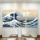 3pcs Japanese Style Canvas Print Posters Waves of Kanagawa Wall Art Paintings Living Room Bedroom Hallway Kitchen Wall Decors