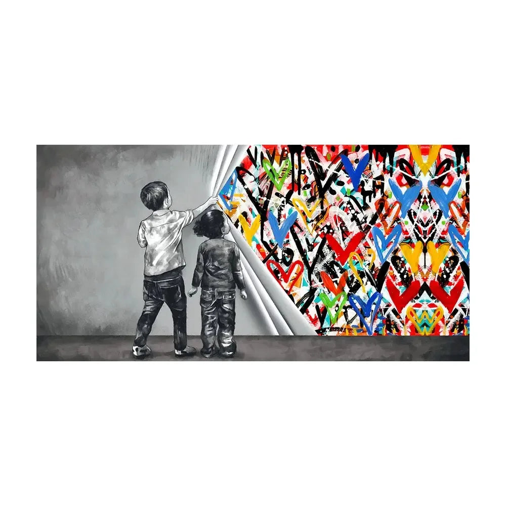 Child Graffiti Art Cover Love Posters Abstract Street Art Canvas Painting Wall Art Pictures Artworks for Living Room Home Decor