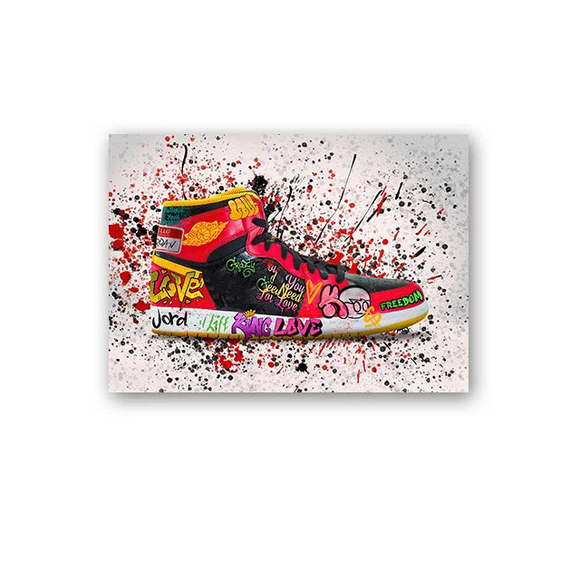 Quadro Banksy Street Art – Sneakers e Bambina con Palloncino – Stampa Pop Art su Tela Moderna