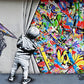 Quadro Banksy Street Art – Sneakers e Bambina con Palloncino – Stampa Pop Art su Tela Moderna