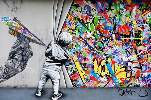 Quadro Banksy Street Art – Sneakers e Bambina con Palloncino – Stampa Pop Art su Tela Moderna