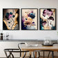 3pcs Posters Dreamy Flowers Purple Cyan Gold Canvas Poster Modern Art Ideal Gift for Bedroom Living Room Corridor Wall Decor