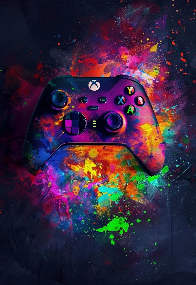 Watercolor Neon Video Game Posters XBOX Prints GamePad Headset Canvas Painting Gaming Wall Art Boys Gamer Room Home Decor