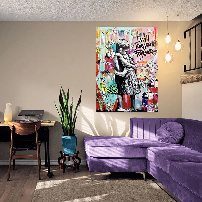 Classic Abstract Wall Art Street Graffiti Pop Banksy HD Canvas Print Poster Home Living Room Bedroom Decorative Painting