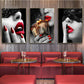 Sexy Red Lips Women Burning Money Cash Posters and Prints Canvas Paintings Fashion Girl Portrait Wall Art Picture Bar Home Decor