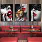 Sexy Red Lips Women Burning Money Cash Posters and Prints Canvas Paintings Fashion Girl Portrait Wall Art Picture Bar Home Decor