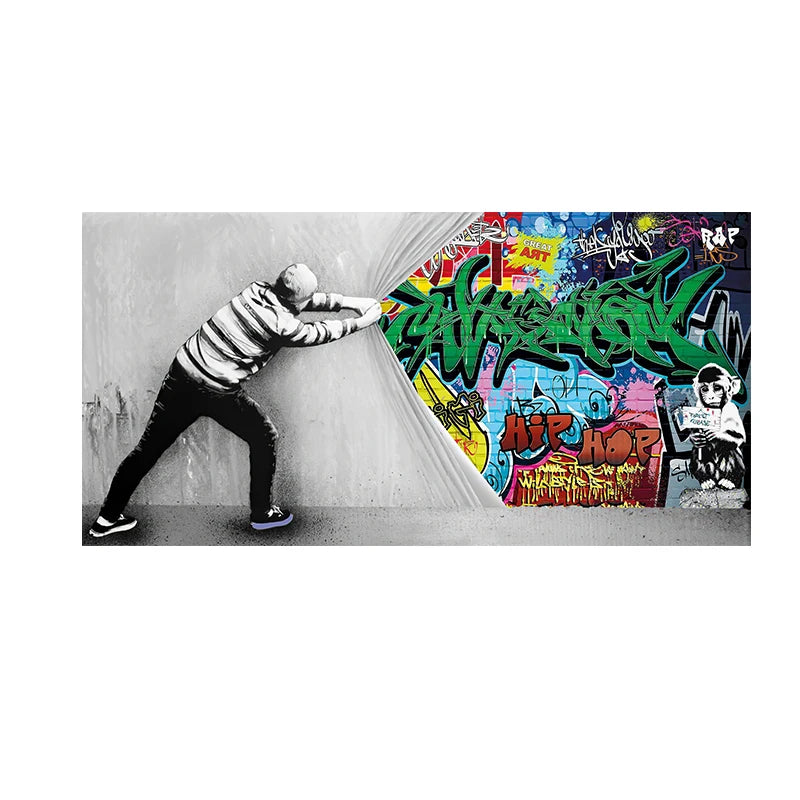 Graffiti Street Art Canvas Painting, Modern Pop Posters and Prints Wall Decor Picture for Living Room, Home Decor