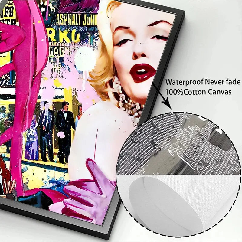 Sexy Classic Movie Star Monroe Poster Street Graffiti Pop Wall Art Canvas Painting Fashion Portrait Mural Home Shop Room Decor