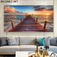 Sea Sunset & Wooden Bridge Landscape Canvas - Modern Wall Art Poster for Living Room Decor, Unframed