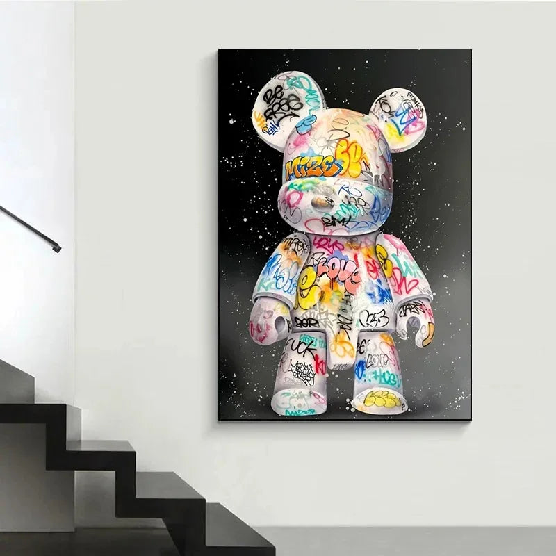 Quadro Orso Graffiti Pop Art – Decorazione Moderna e Kawaii