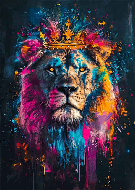 Abstract Animals Cat Lion Graffiti Art Canvas Painting Colorful Animal Wall Art Poster Prints Pictures Cuadros Living Room Decor