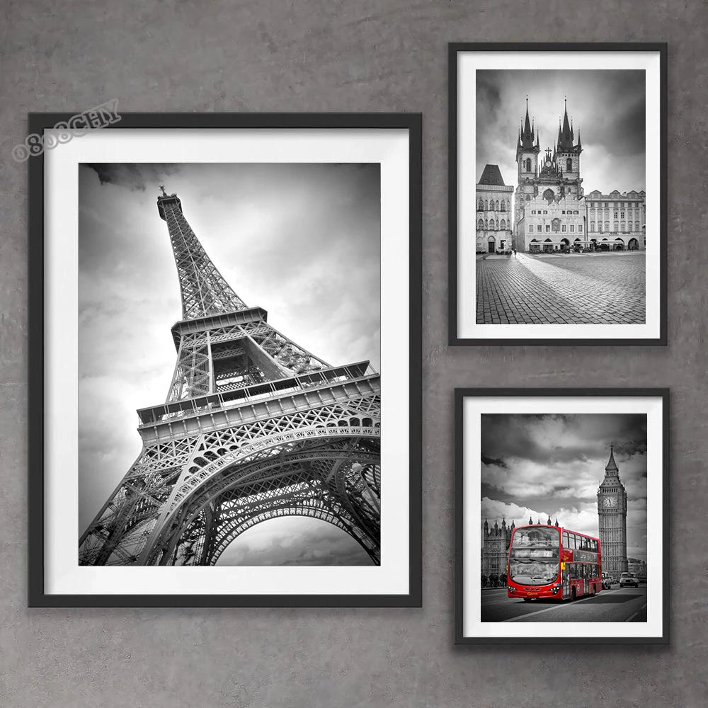 Black White Beautiful City New York London Paris Eiffel Tower Photography Art Posters Canvas Painting Fashion Home Decor Mural