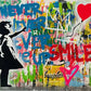 Quadro Banksy Street Art – Sneakers e Bambina con Palloncino – Stampa Pop Art su Tela Moderna