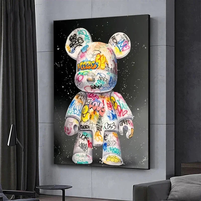 Quadro Orso Graffiti Pop Art – Decorazione Moderna e Kawaii