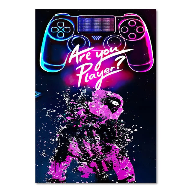 Canvas Paintings Gaming Room Gamepad Punk Style Posters and Prints Wall Art Pictures Gamer Gift for Boys Children Room Decor