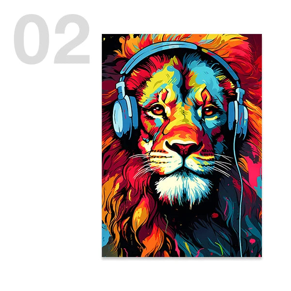 Cool Gaming Posters Animal with Headphones Wall Art Prints Canvas Paintings Boys Bedroom Teen Room Decor Decorative Pictures