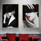 Sexy Red Lips Women Burning Money Cash Posters and Prints Canvas Paintings Fashion Girl Portrait Wall Art Picture Bar Home Decor