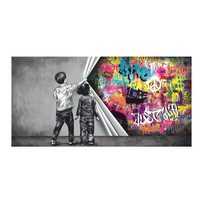 Child Graffiti Art Cover Love Posters Abstract Street Art Canvas Painting Wall Art Pictures Artworks for Living Room Home Decor