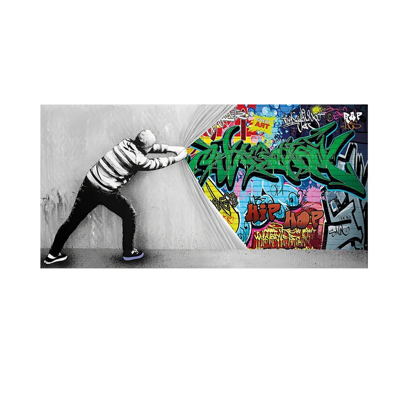 Graffiti Street Art Canvas Painting, Modern Pop Posters and Prints Wall Decor Picture for Living Room, Home Decor