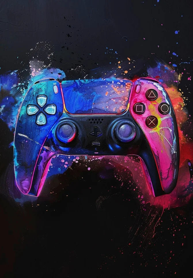 Watercolor Neon Video Game Posters XBOX Prints GamePad Headset Canvas Painting Gaming Wall Art Boys Gamer Room Home Decor