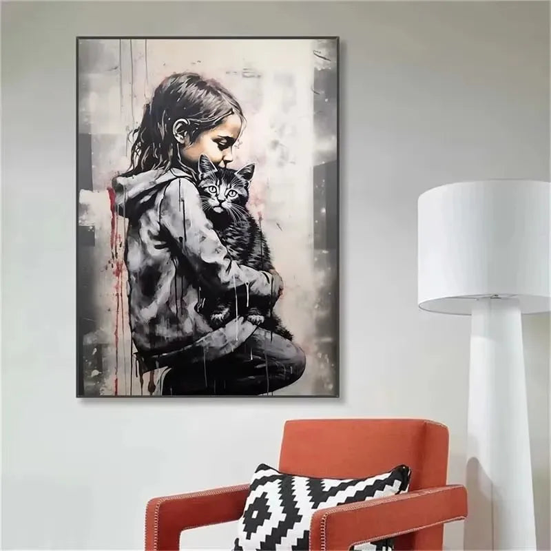 Banksy Boy Girl with Balloon on Canvas Posters and Prints Pop Street Graffiti Wall Art Painting for Living Room Home Decor