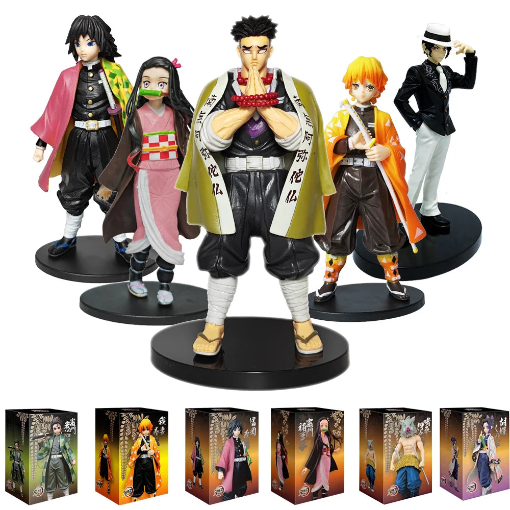 Anime Kamado Tanjirou Nezuko Demon Slayer || statuette || action figures cartoon || statue anime Figure Action Figures PVC Figurine Inosuke Kimetsu