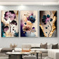 3pcs Posters Dreamy Flowers Purple Cyan Gold Canvas Poster Modern Art Ideal Gift for Bedroom Living Room Corridor Wall Decor