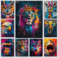 Abstract Animals Cat Lion Graffiti Art Canvas Painting Colorful Animal Wall Art Poster Prints Pictures Cuadros Living Room Decor