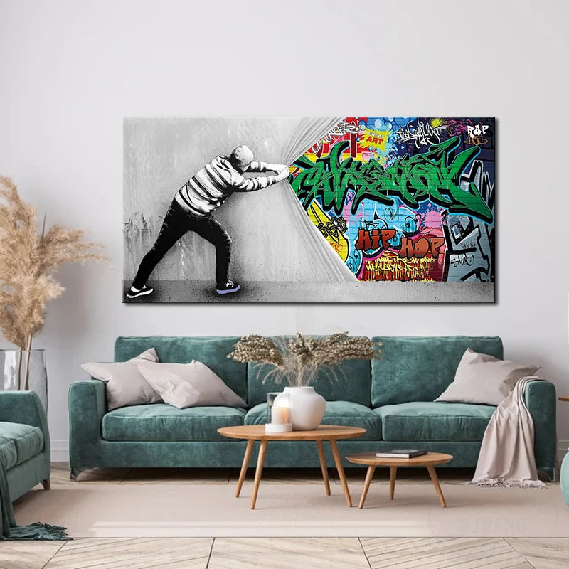 Graffiti Street Art Canvas Painting, Modern Pop Posters and Prints Wall Decor Picture for Living Room, Home Decor