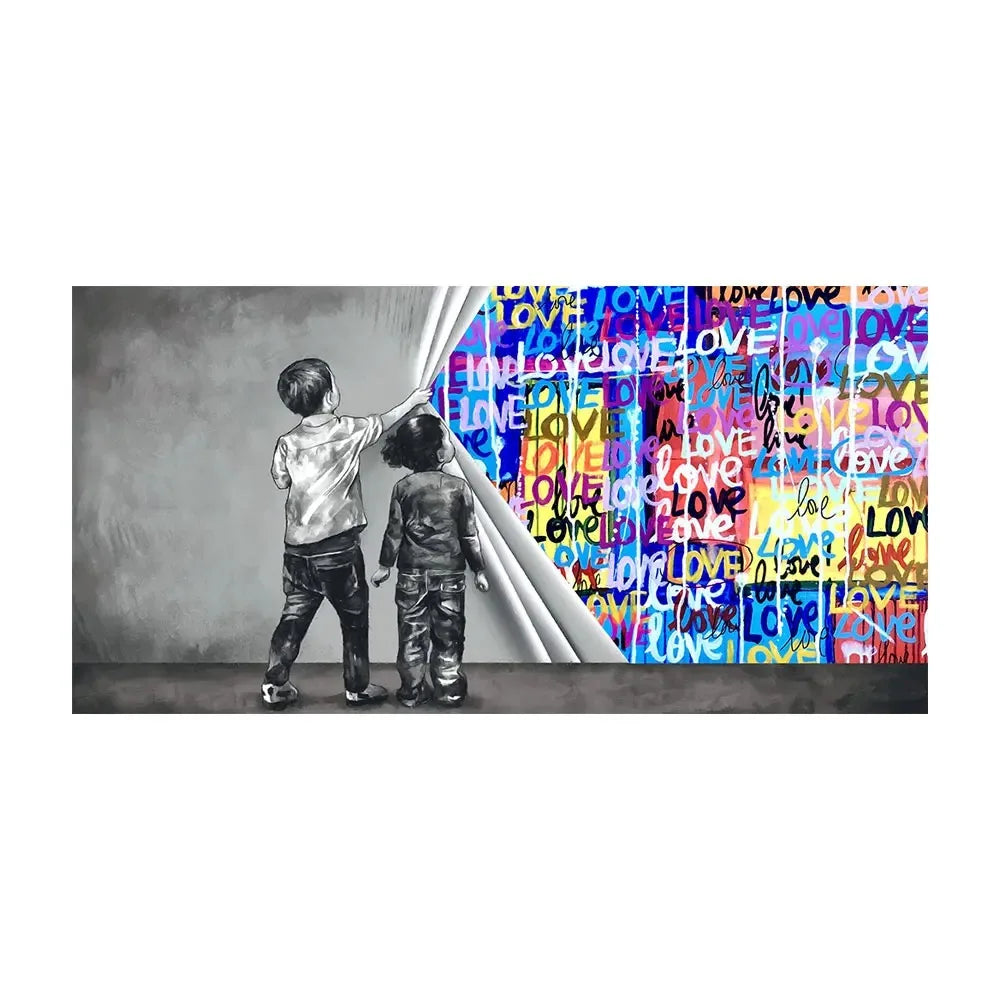 Child Graffiti Art Cover Love Posters Abstract Street Art Canvas Painting Wall Art Pictures Artworks for Living Room Home Decor