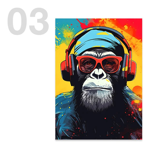 Cool Gaming Posters Animal with Headphones Wall Art Prints Canvas Paintings Boys Bedroom Teen Room Decor Decorative Pictures