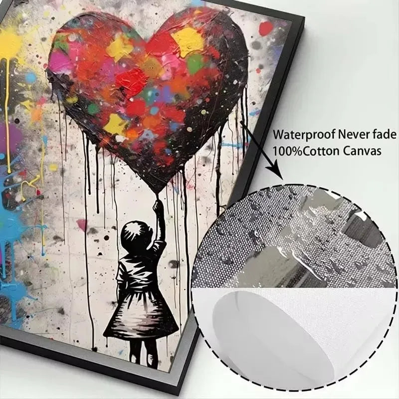 Banksy Boy Girl with Balloon on Canvas Posters and Prints Pop Street Graffiti Wall Art Painting for Living Room Home Decor