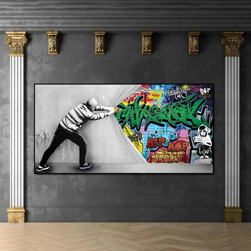 Graffiti Street Art Canvas Painting, Modern Pop Posters and Prints Wall Decor Picture for Living Room, Home Decor