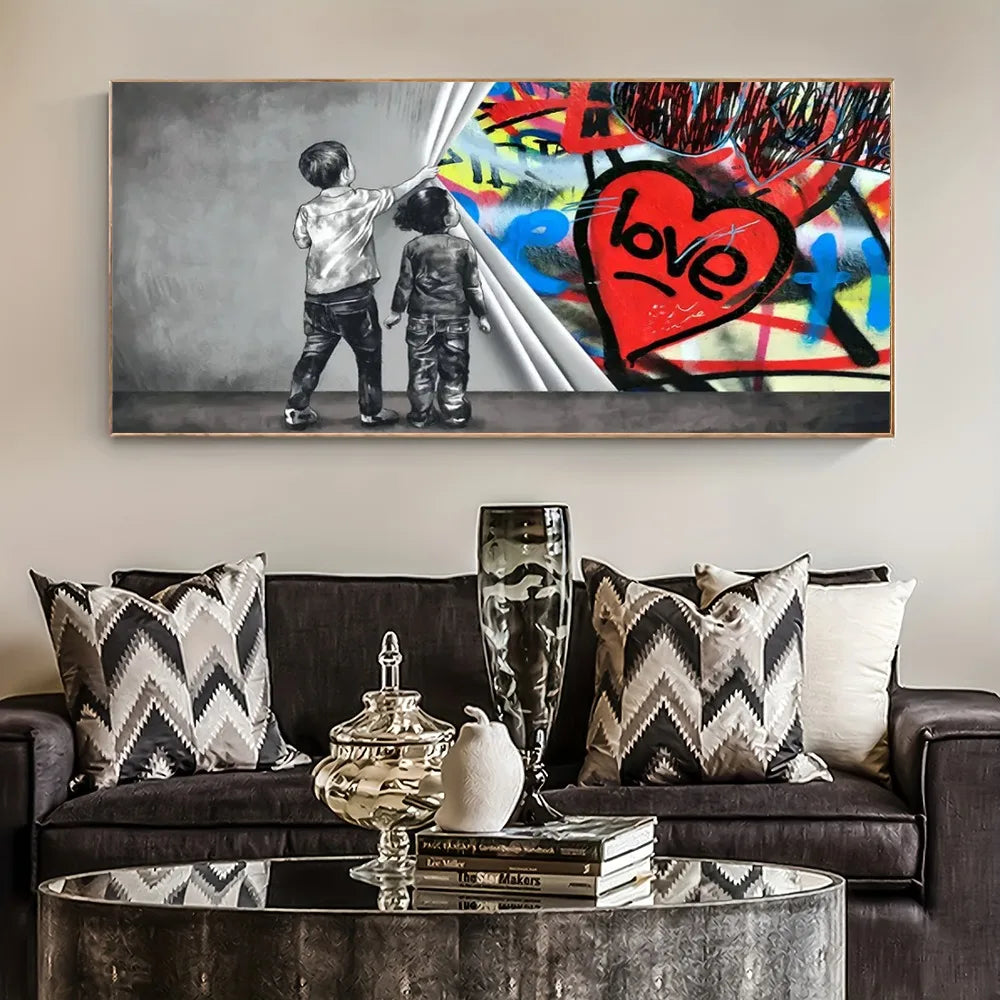 Child Graffiti Art Cover Love Posters Abstract Street Art Canvas Painting Wall Art Pictures Artworks for Living Room Home Decor